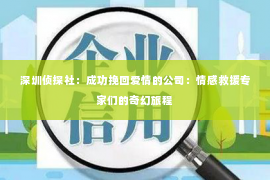 深圳侦探社：成功挽回爱情的公司：情感救援专家们的奇幻旅程