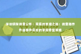 深圳侦探调查公司：家庭的重建之路：调查揭示外遇事件背后的家庭修复策略