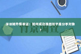 深圳婚外情取证：如何成功挽回双子座分手对象？