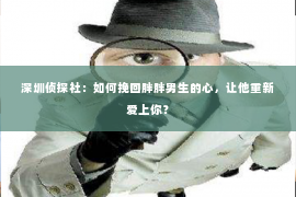 深圳侦探社：如何挽回胖胖男生的心，让他重新爱上你？