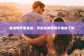 深圳婚外情取证：失去的爱情就不挽回了吗