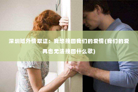 深圳婚外情取证：我想挽回我们的爱情(我们的爱再也无法挽回什么歌)