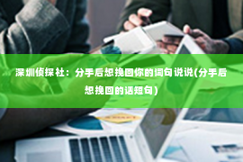 深圳侦探社：分手后想挽回你的词句说说(分手后想挽回的话短句)