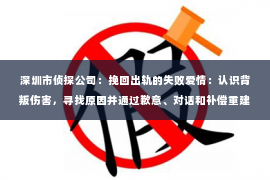 深圳市侦探公司：挽回出轨的失败爱情：认识背叛伤害，寻找原因并通过歉意、对话和补偿重建