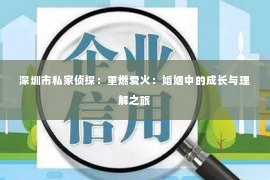 深圳市私家侦探：重燃爱火：婚姻中的成长与理解之旅