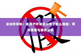 深圳市侦探：男孩子吵架说分手了怎么挽回：有效策略与案例分析