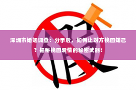 深圳市婚姻调查：分手后，如何让对方挽回知己？揭秘挽回爱情的秘密武器！